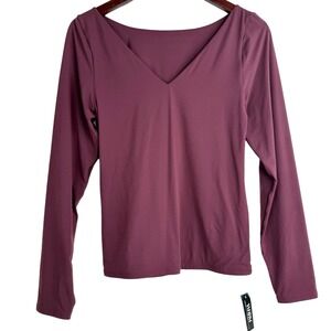 WHBM Forme Long Sleeve Dual Neck Shapewear Top Medium NWT Port Stretch Pullover